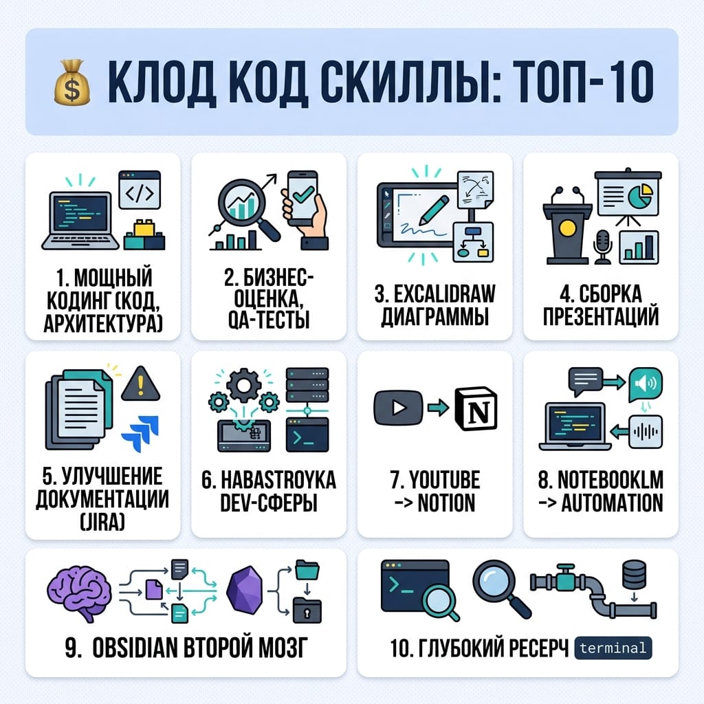 Claude Code: 10 секретных скиллов для взрывной продуктивности