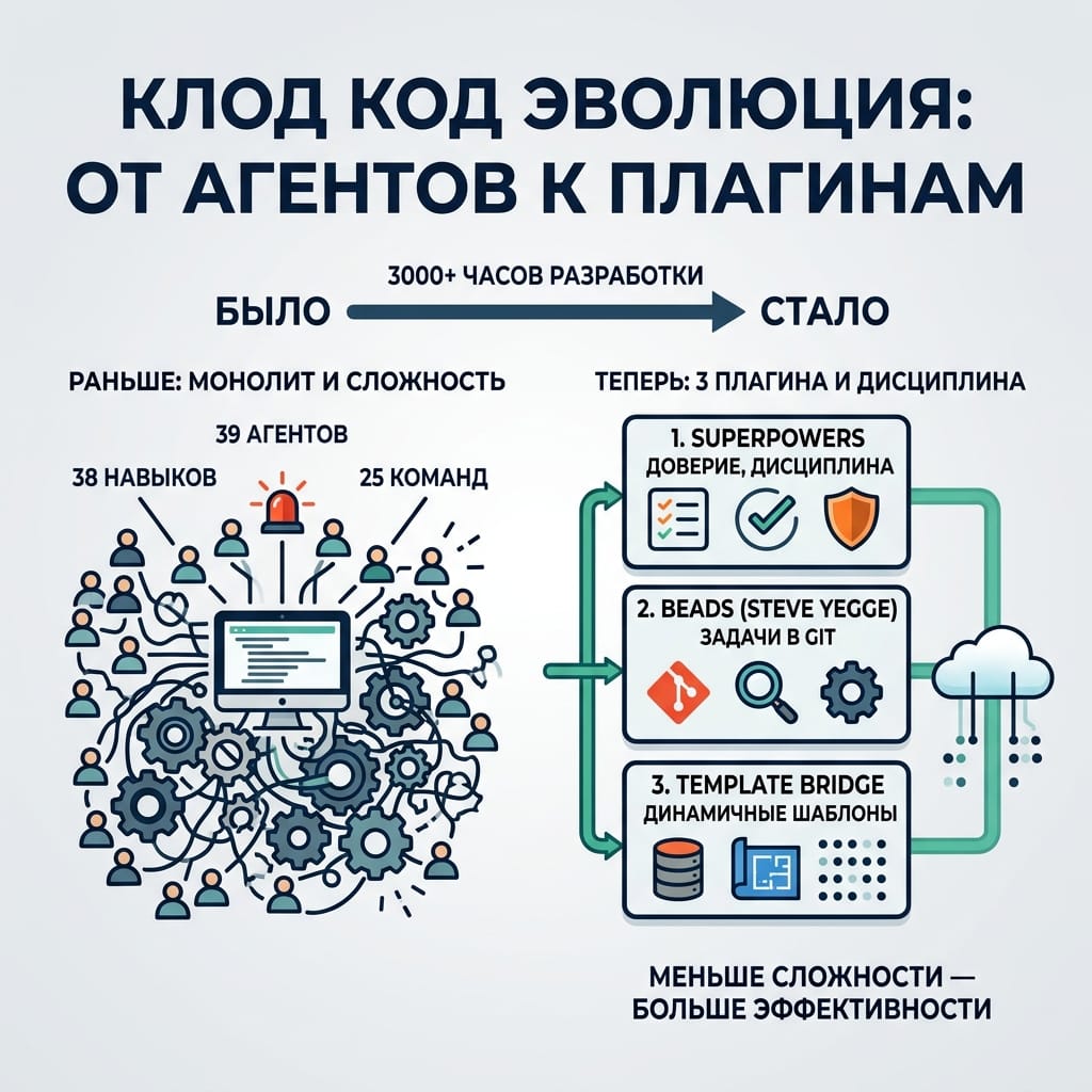 Claude Code: секрет перехода от 39 агентов к 3 плагинам