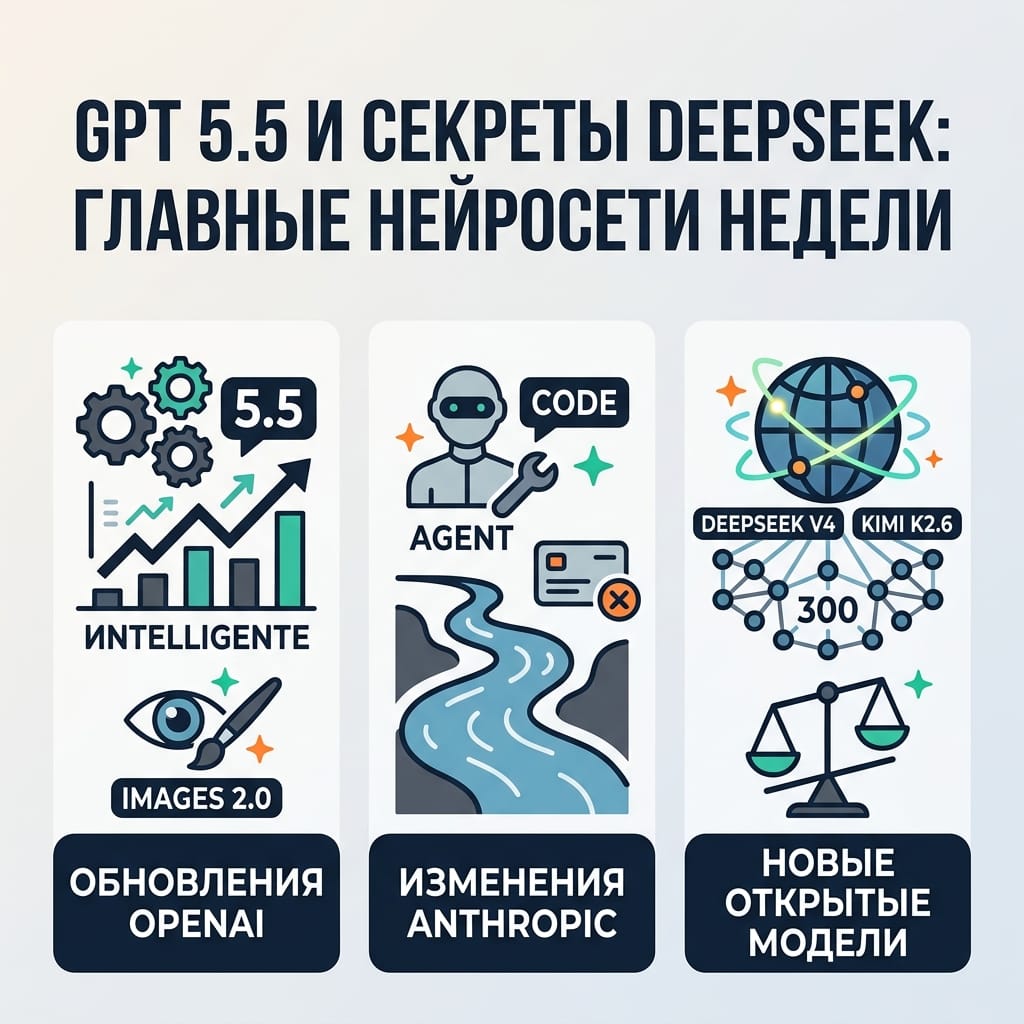 GPT 5.5 и секреты DeepSeek: главные нейросети недели в дайджесте #115
