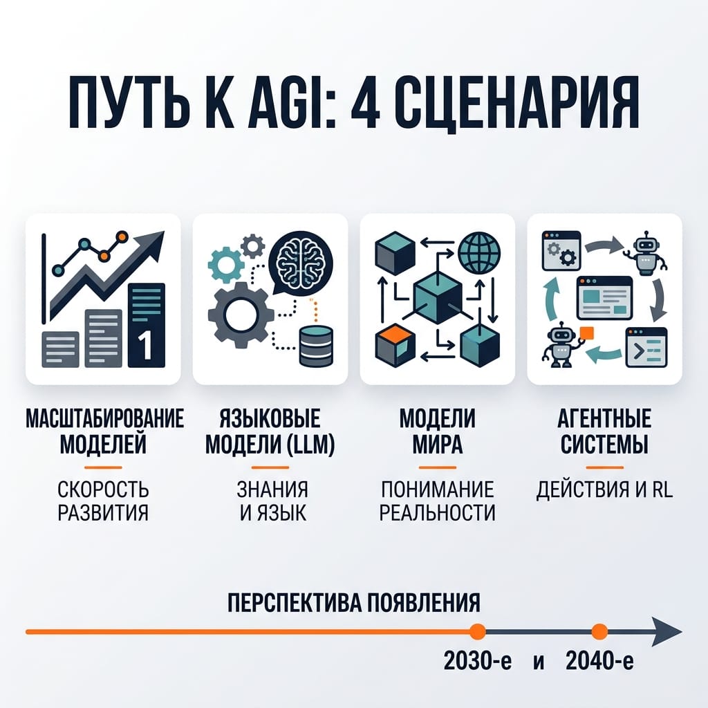 Путь к AGI: 4 скрытых сценария развития ИИ и реальные сроки ожидания