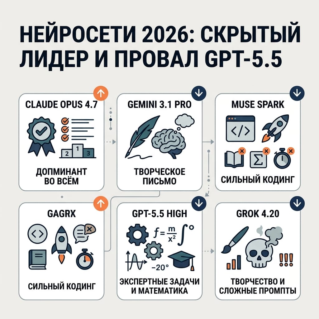 Нейросети 2026: скрытый лидер и неожиданный провал GPT-5.5