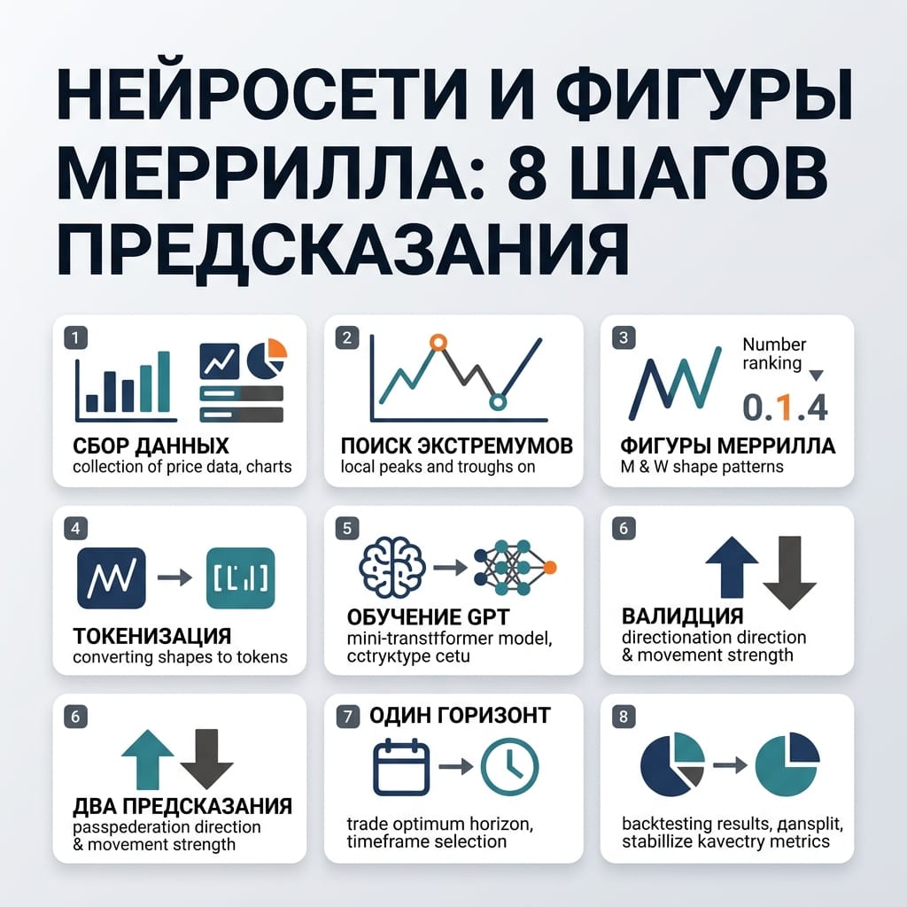 Нейросети и фигуры Меррилла: как предсказать рынок за 8 шагов