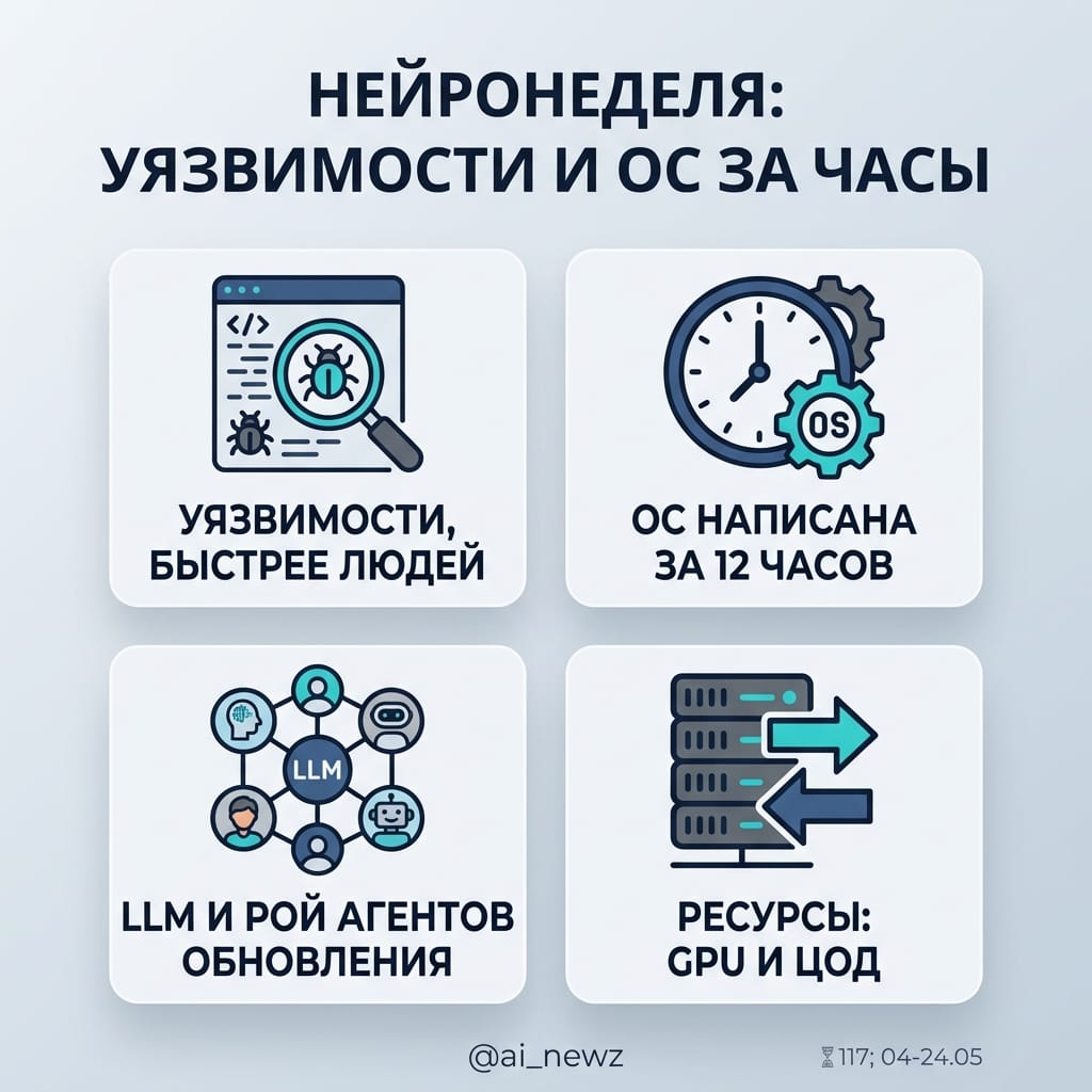 Нейросети находят уязвимости быстрее людей и пишут ОС за 12 часов