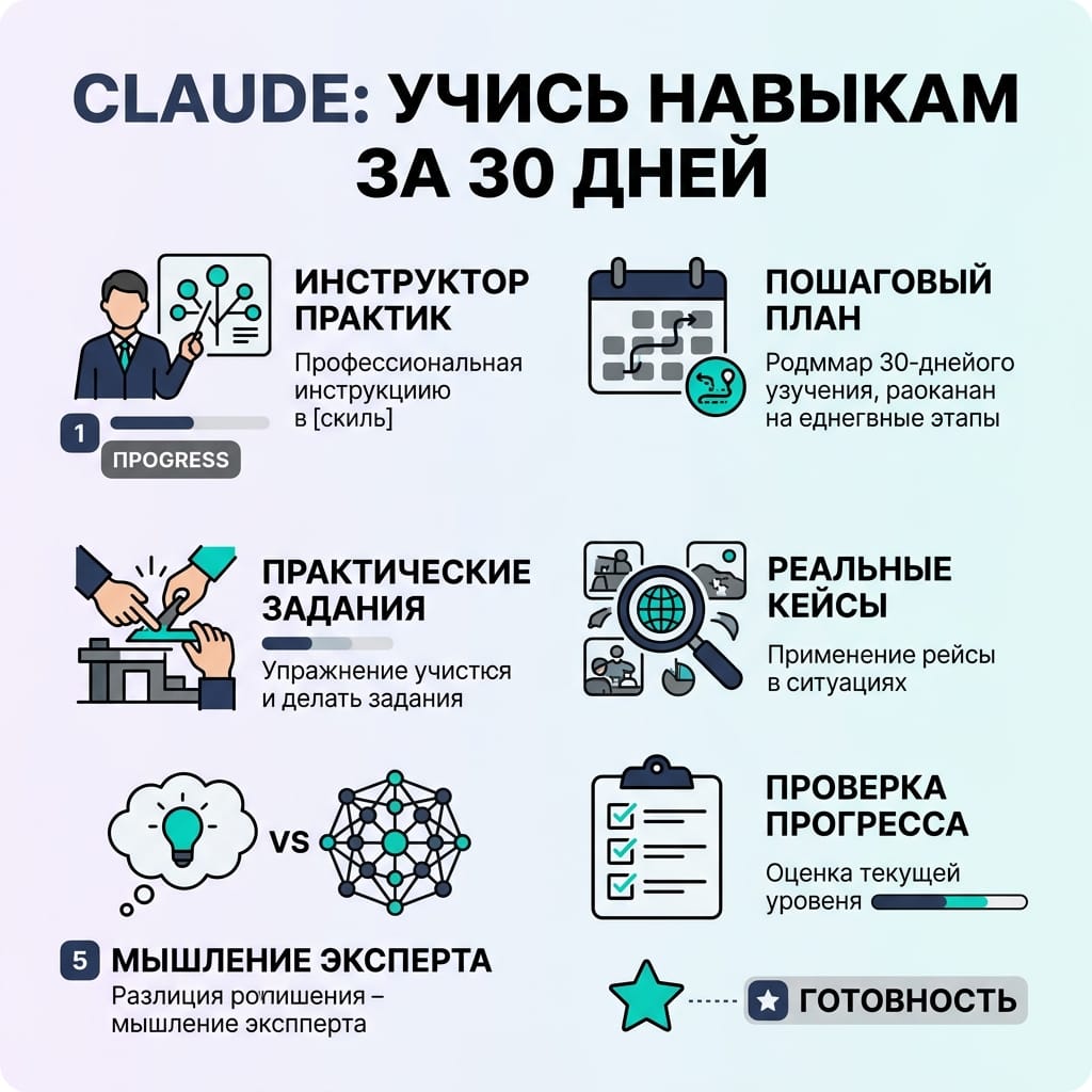 Claude: как освоить любой навык за 30 дней с помощью 7 промптов