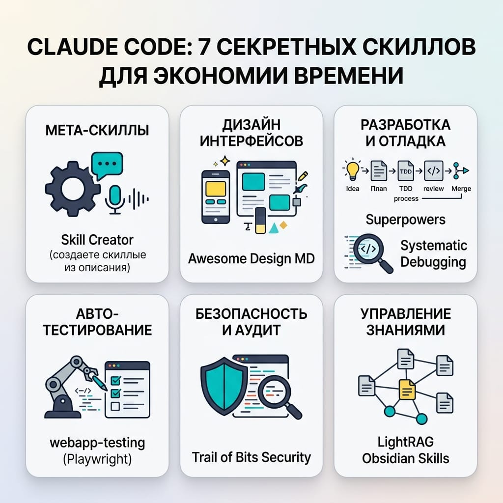 Claude Code: 7 секретных скиллов для невероятной экономии времени в неделю