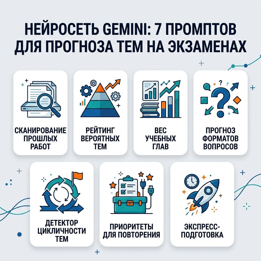 Нейросеть Gemini: 7 промптов для точного прогноза тем на экзаменах