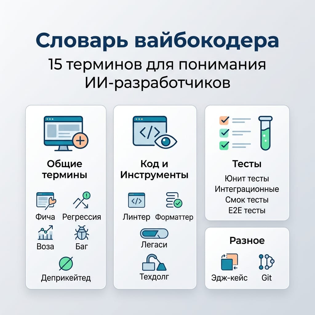 Словарь вайбокодера: 15 терминов, чтобы понимать ИИ-разработчиков