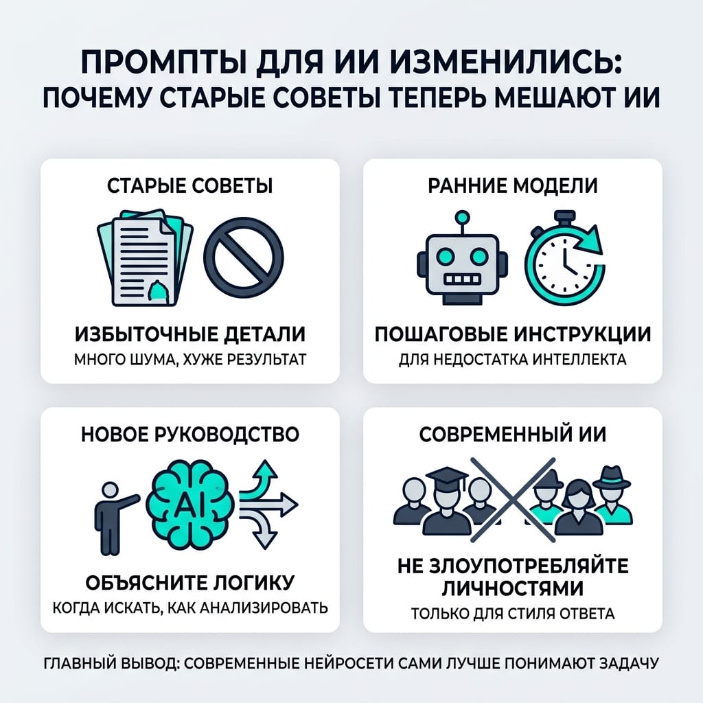 Промпты для ИИ изменились: почему старые советы теперь мешают ИИ