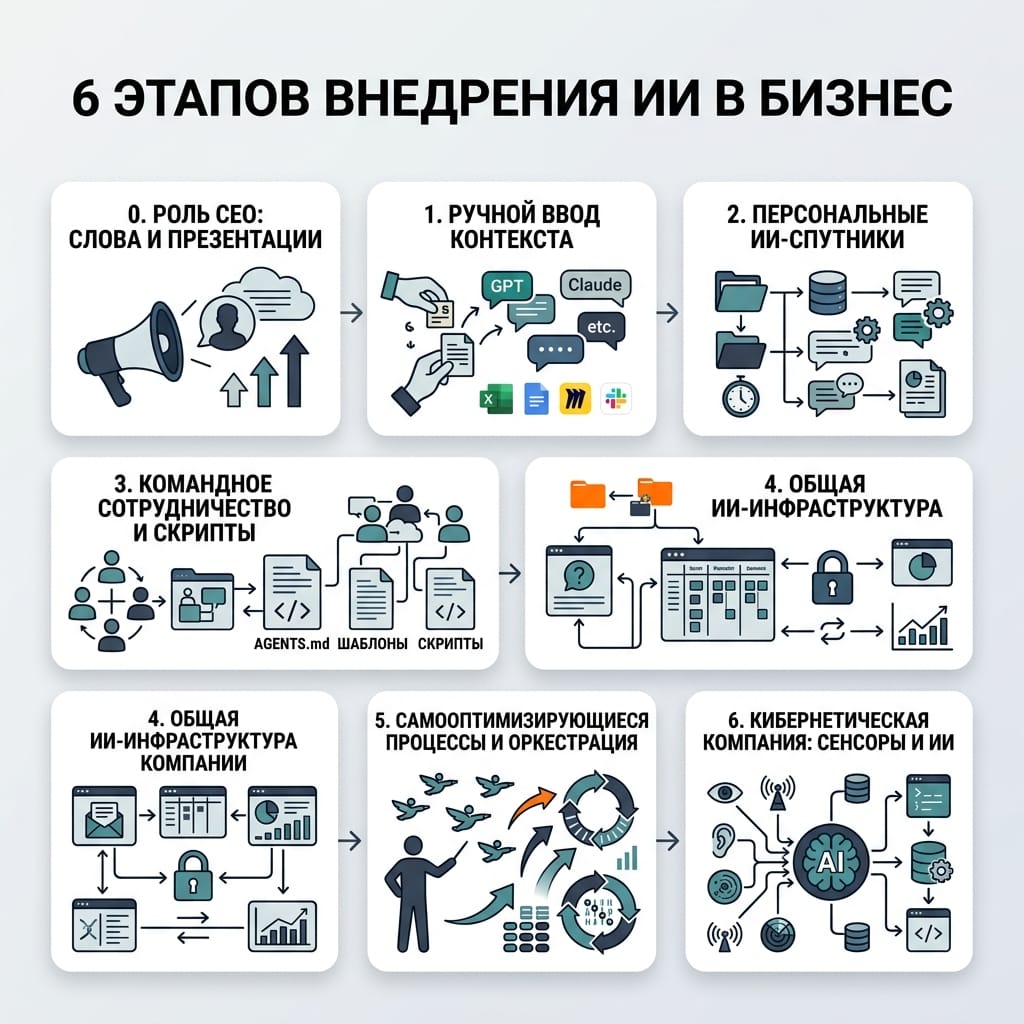 6 этапов внедрения ИИ в бизнес: почему нельзя перескочить стадии