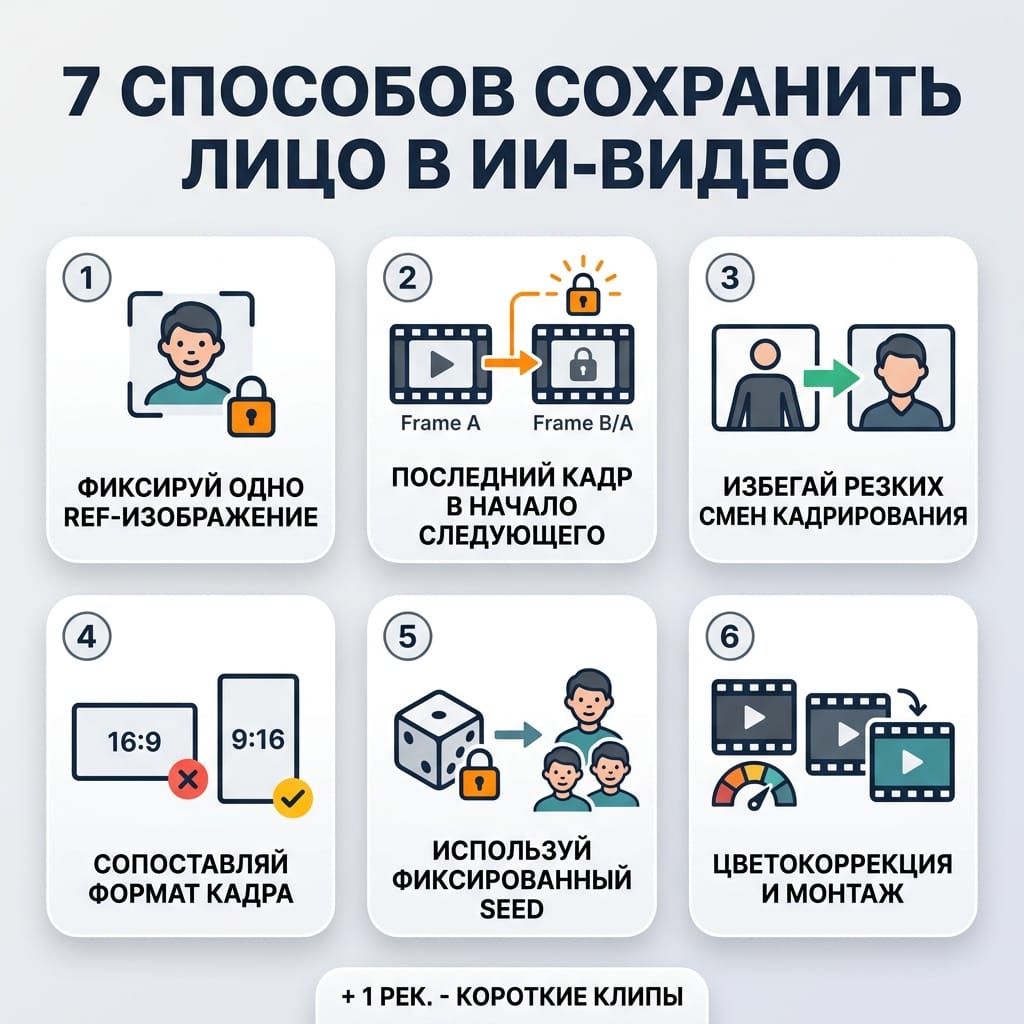 7 способов сохранить лицо в ИИ-видео: решаем проблему за 30 секунд