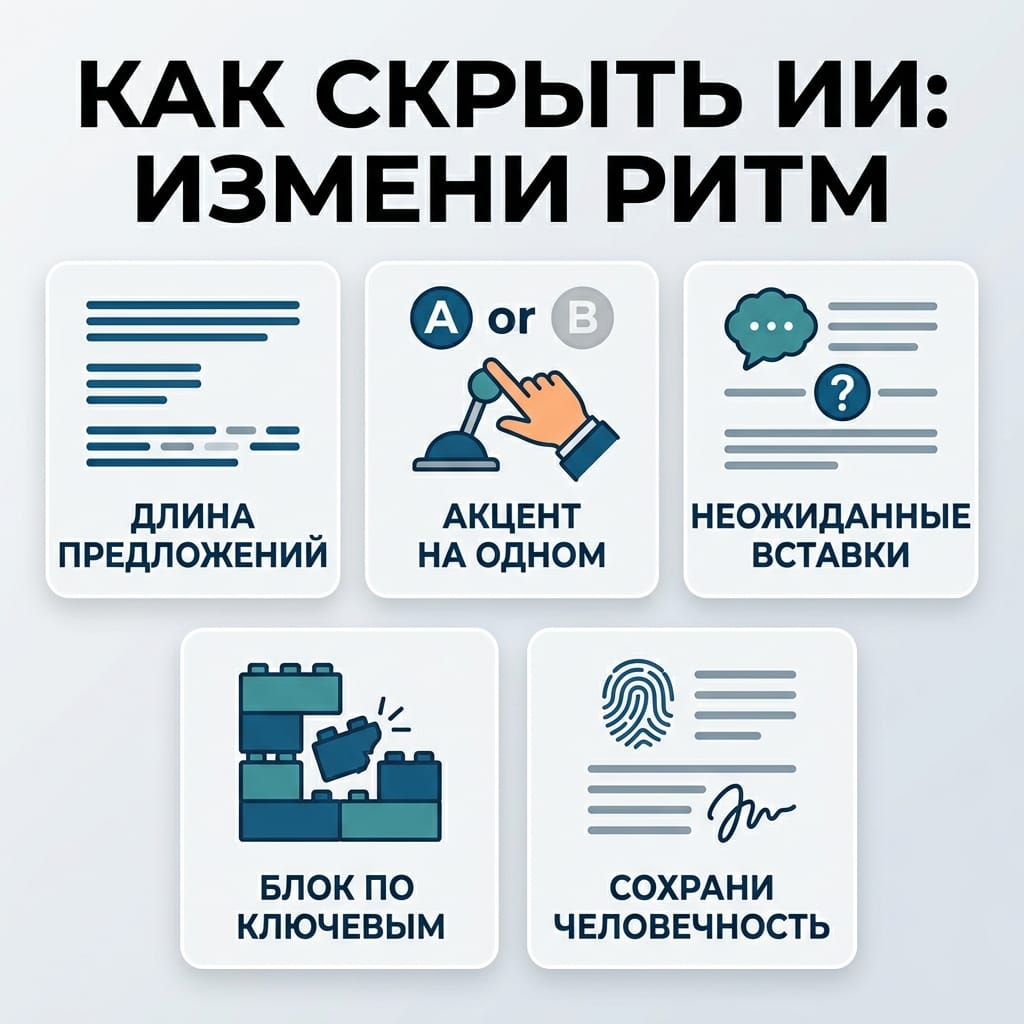 Как скрыть ИИ: 5 способов изменить ритм текста для обхода детекторов