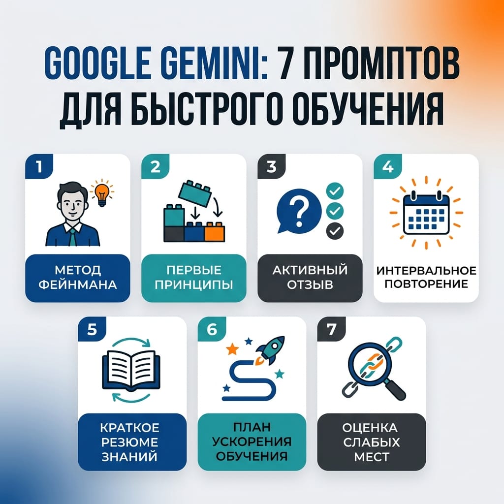 Google Gemini: 7 промптов для обучения в 10 раз быстрее любого курса