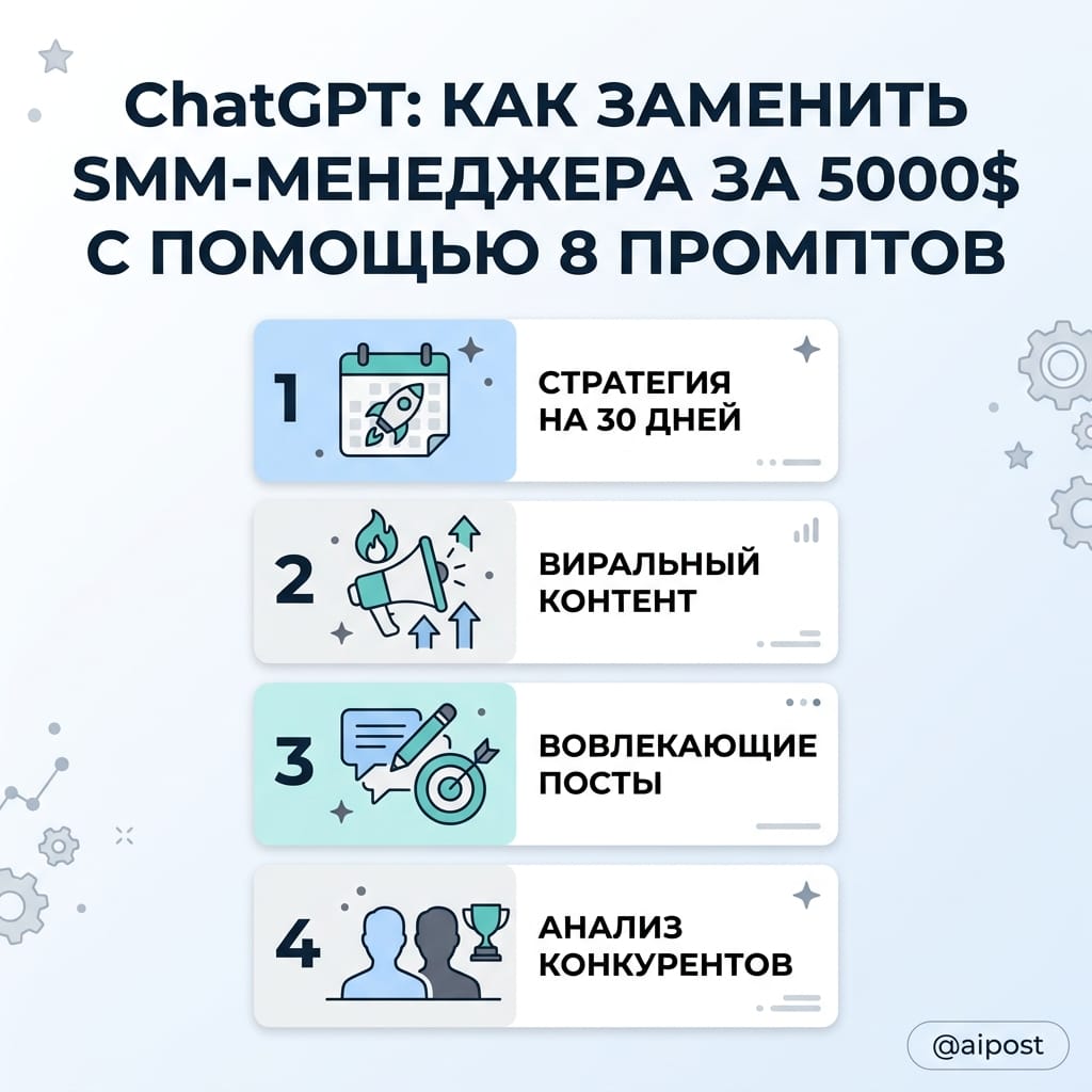 ChatGPT: как заменить SMM-менеджера за 5000$ с помощью 8 промптов