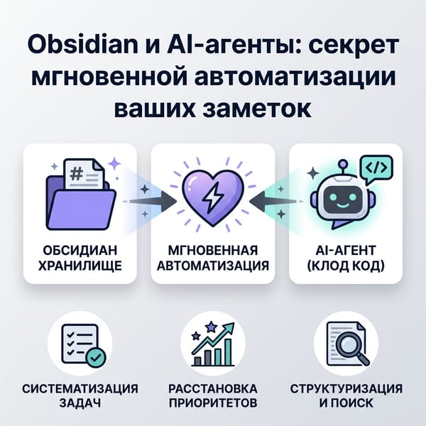 Obsidian и AI-агенты: секрет мгновенной автоматизации ваших заметок