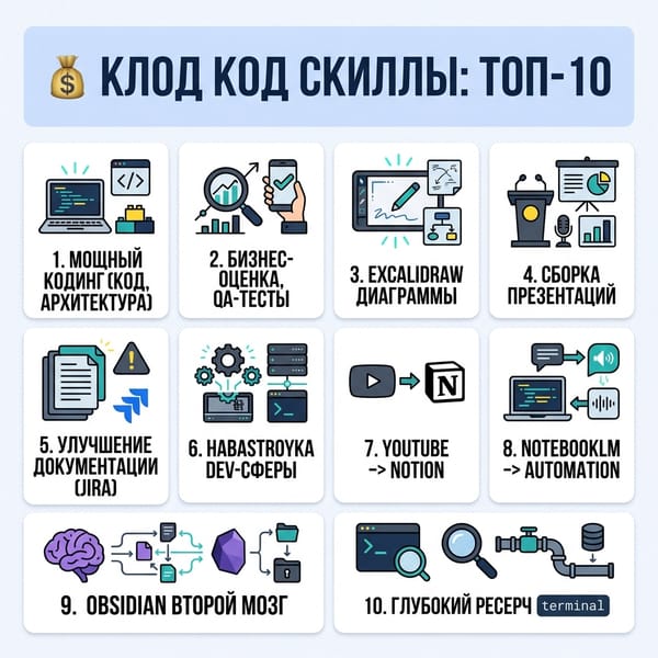 Claude Code: 10 секретных скиллов для взрывной продуктивности