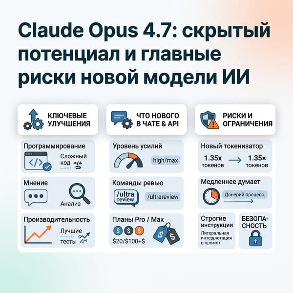 Claude Opus 4.7: скрытый потенциал и главные риски новой модели ИИ