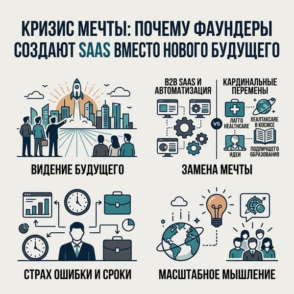 Кризис мечты: почему фаундеры создают SaaS вместо нового будущего