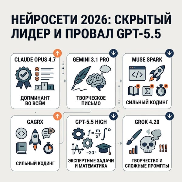 Нейросети 2026: скрытый лидер и неожиданный провал GPT-5.5