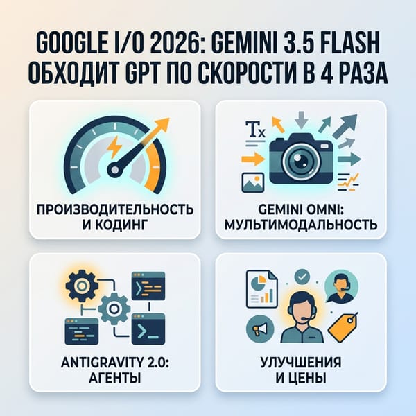 Google I/O 2026: Gemini 3.5 Flash обходит GPT по скорости в 4 раза