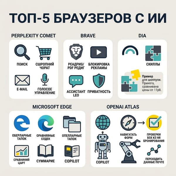 Топ-5 браузеров с ИИ: способ забыть про ручной поиск информации