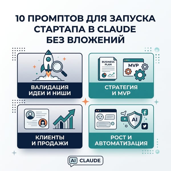 10 промптов для запуска стартапа в Claude без вложений в проект