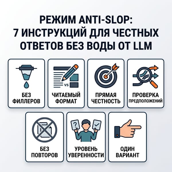 Режим Anti-Slop: 7 инструкций для честных ответов без воды от LLM