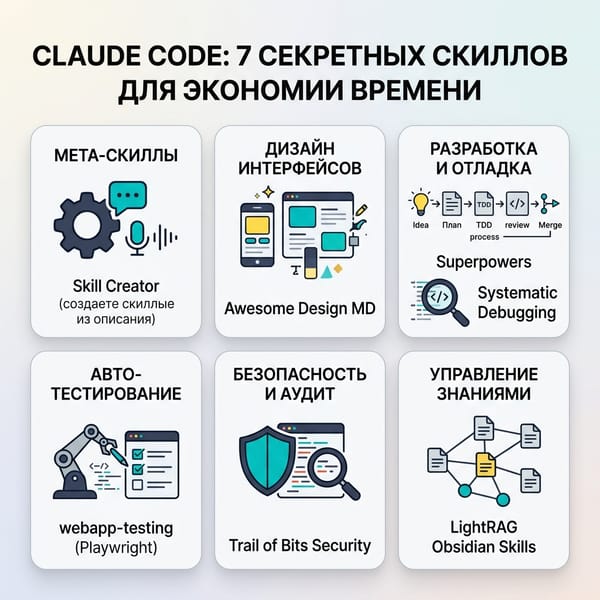 Claude Code: 7 секретных скиллов для невероятной экономии времени в неделю