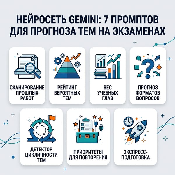Нейросеть Gemini: 7 промптов для точного прогноза тем на экзаменах