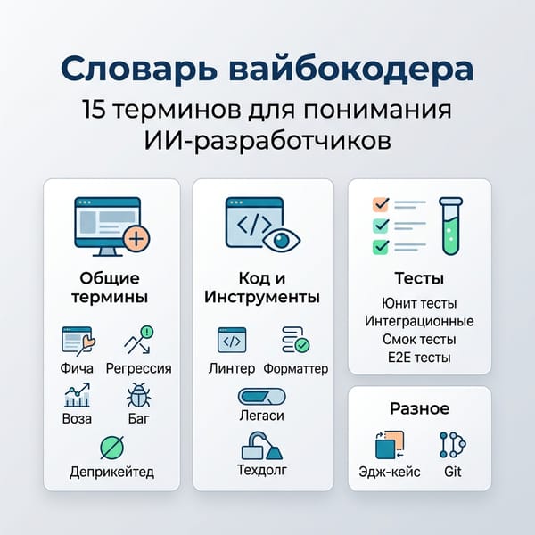 Словарь вайбокодера: 15 терминов, чтобы понимать ИИ-разработчиков