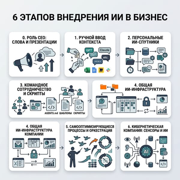 6 этапов внедрения ИИ в бизнес: почему нельзя перескочить стадии