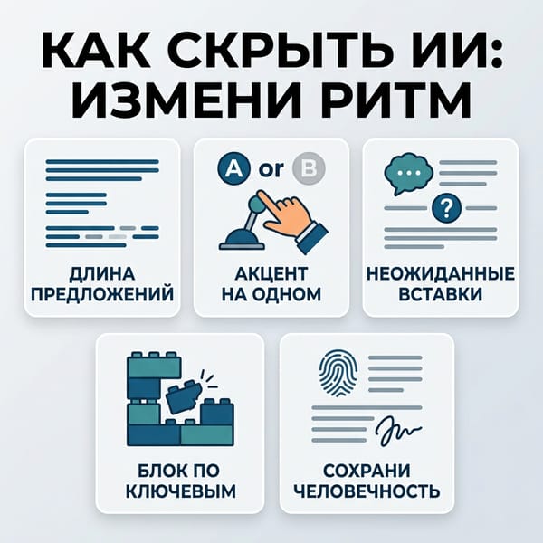 Как скрыть ИИ: 5 способов изменить ритм текста для обхода детекторов
