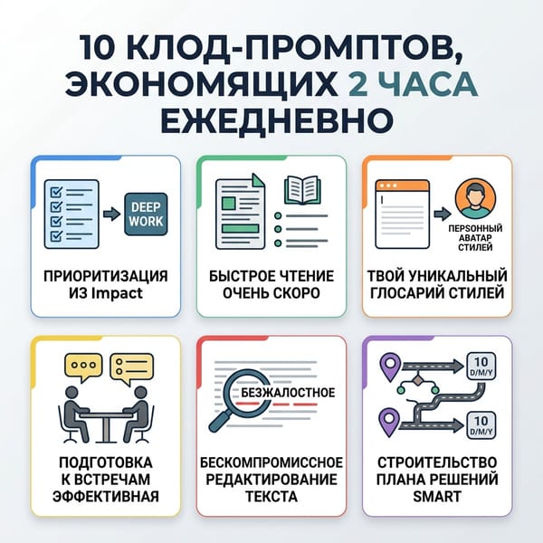 10 промптов для Claude, которые сэкономят вам 2 часа каждый день