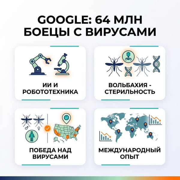 Google выпустит 64 млн комаров: как ИИ победит опасные вирусы в США